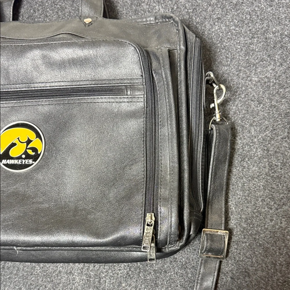 Leeds University of Iowa Hawkeyes Black Faux Leather Briefcase Laptop Bag Mens